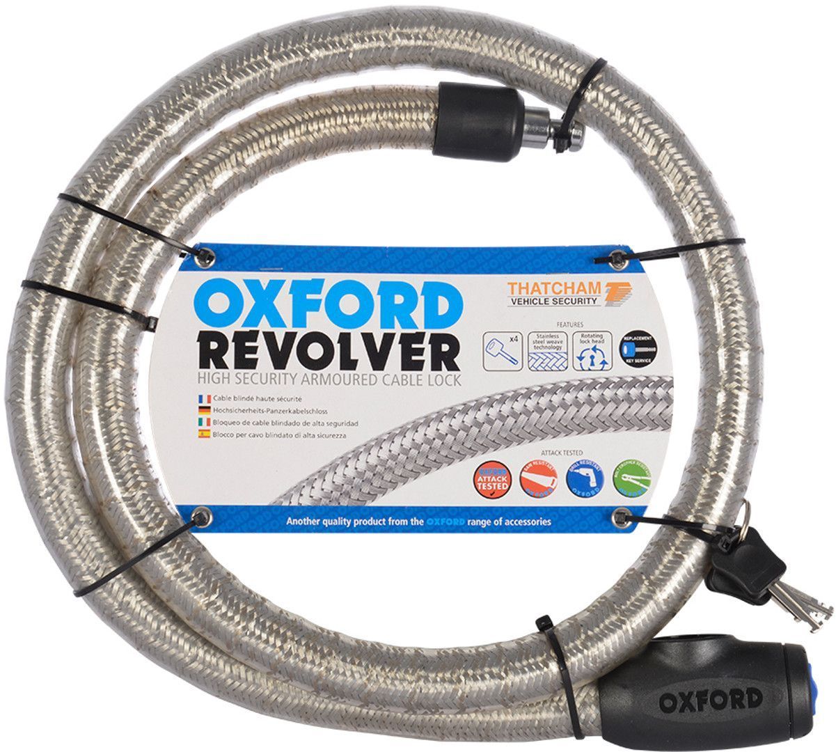 Oxford Revolver 1,8m Cable Lock, silver, silver
