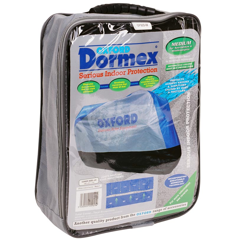 Side view of Oxford Dormex Indoor Motorcycle Cover, black, Size M for Men