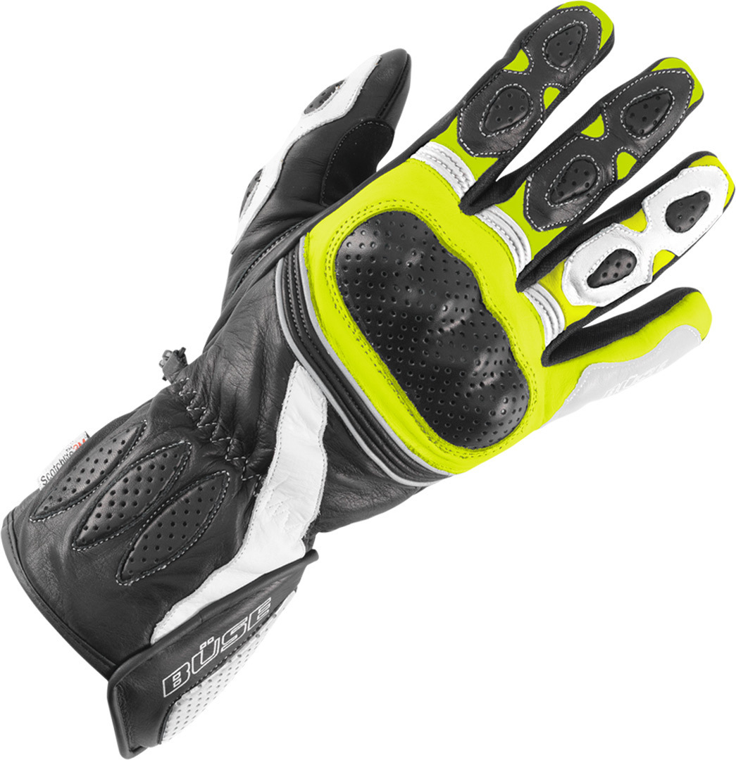 Büse Pitlane Gloves, black-white-yellow, Size L, black-white-yellow, Size L