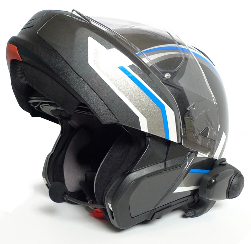 Side view of Sena SMH10 Bluetooth Headset Double Pack, black