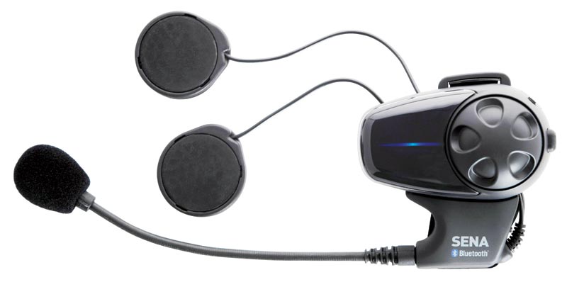 Side view of Sena SMH10 Bluetooth Headset Double Pack, black