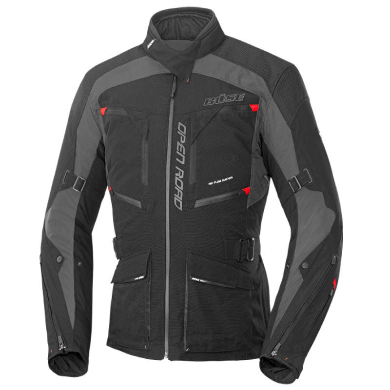 Büse Open Road Evo Ladies Motorcycle Textile Jacket, black-grey, Size 38 for Women, black-grey, Size 38 for Women