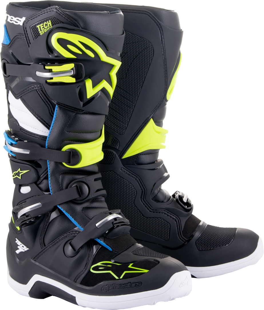 Alpinestars Tech 7 Motocross støvler, sort-blå-gul, størrelse 42