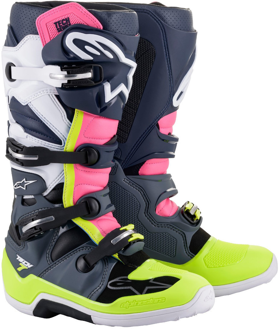 Image of Alpinestars Tech 7 Stivali motocross, grigio-bianco-rosa, dimensione 47