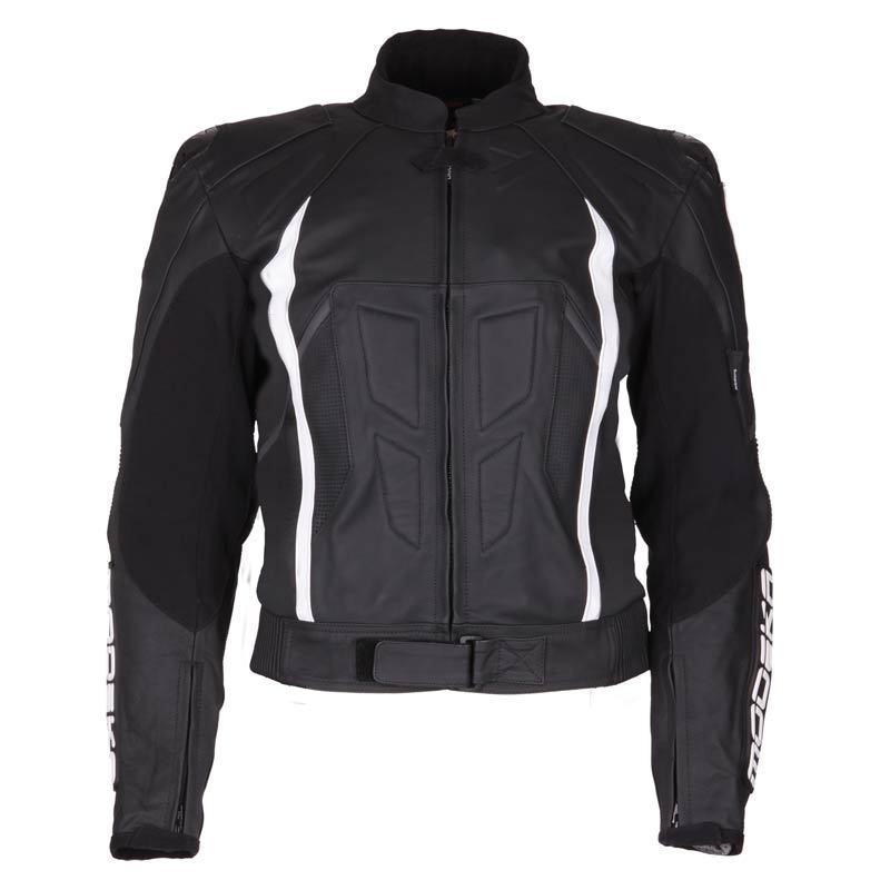 Modeka Kayalami Leather Jacket, black-white, Size 50, black-white, Size 50