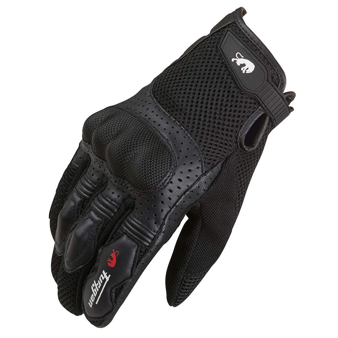 Furygan TD12 Short Leather Mesh Motorcycle Gloves Black 