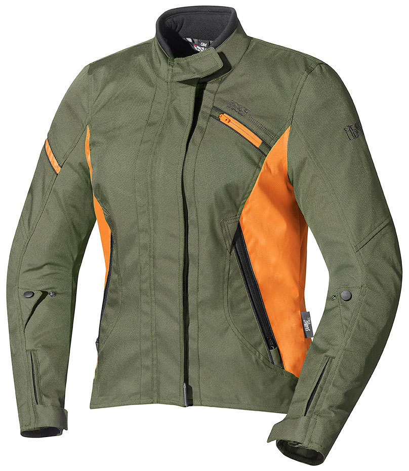 IXS Alana Ladies Textile Jacket, green-orange, Size XS for Women, green-orange, Size XS for Women