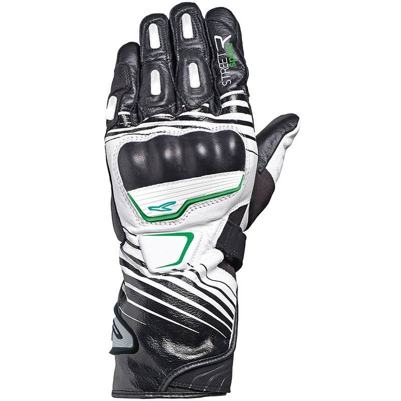 Macna Street R Motorcycle Gloves, black-white-green, Size S, black-white-green, Size S