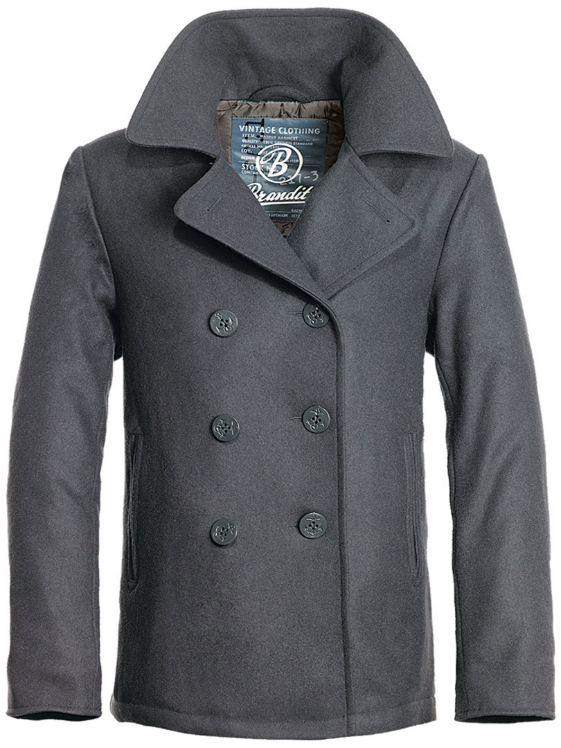 Brandit Pea Coat Jacka, svart-grå, storlek 3XL