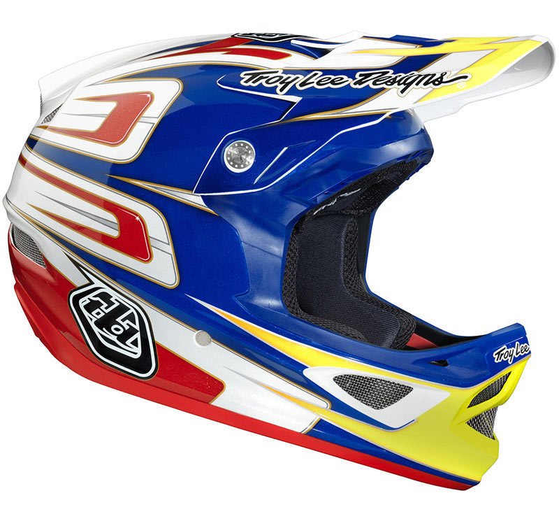 Troy Lee Designs D3 Speed Modrobílá motokrosová helma