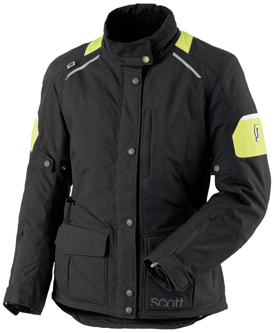 Scott Turn DP Ladies Motorcycle Textile Jacket, black-yellow, Size 38 for Women, black-yellow, Size 38 for Women