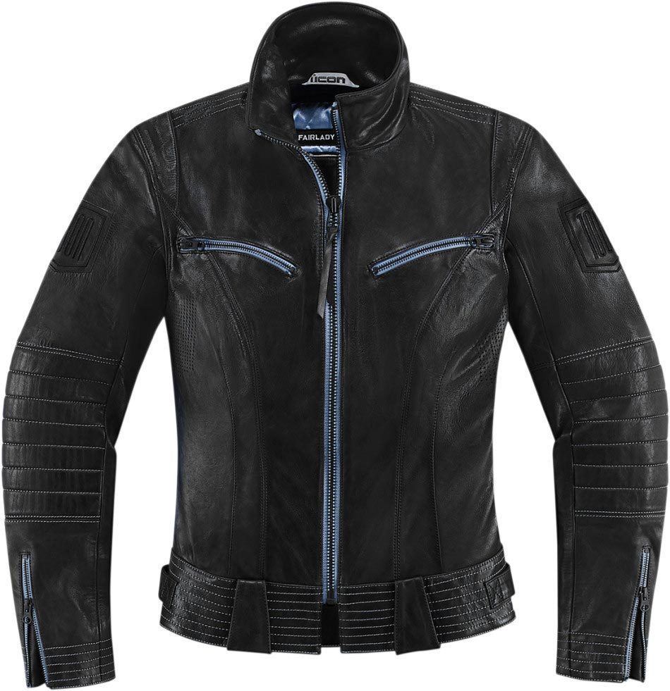 ICON 1000 Fairlady Ladies Leather Jacket, black, Size L for Women, black, Size L for Women