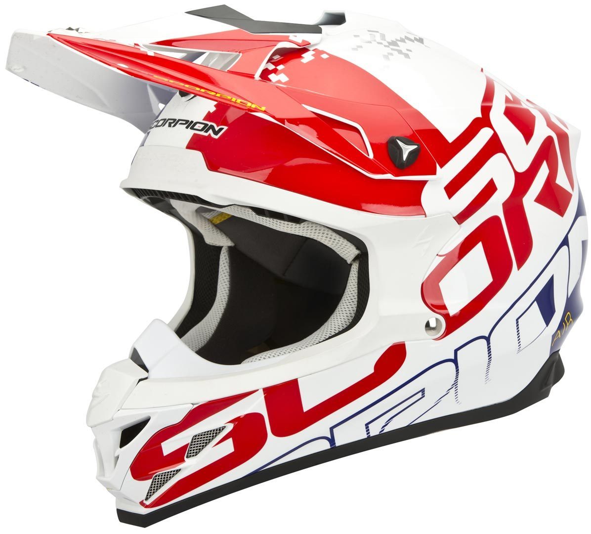 Scorpion VX-15 Evo Air Grid Cross Helmet, white-red-blue, Size XS, white-red-blue, Size XS