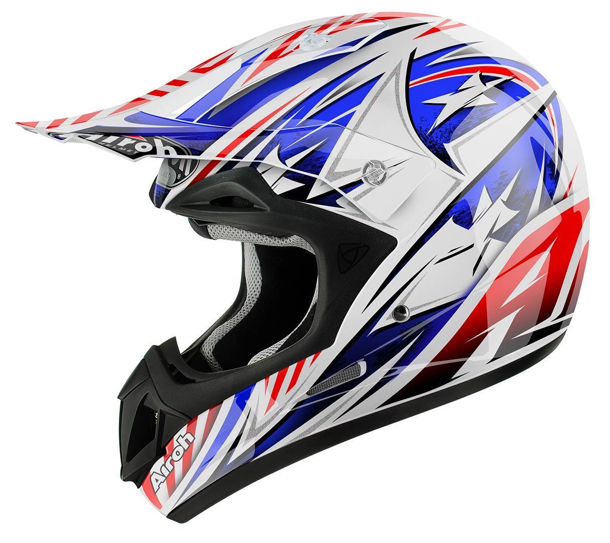 Airoh Jumper Attack Motocross Helm, weiss-rot-blau, Größe XS, weiss-rot-blau, Größe XS