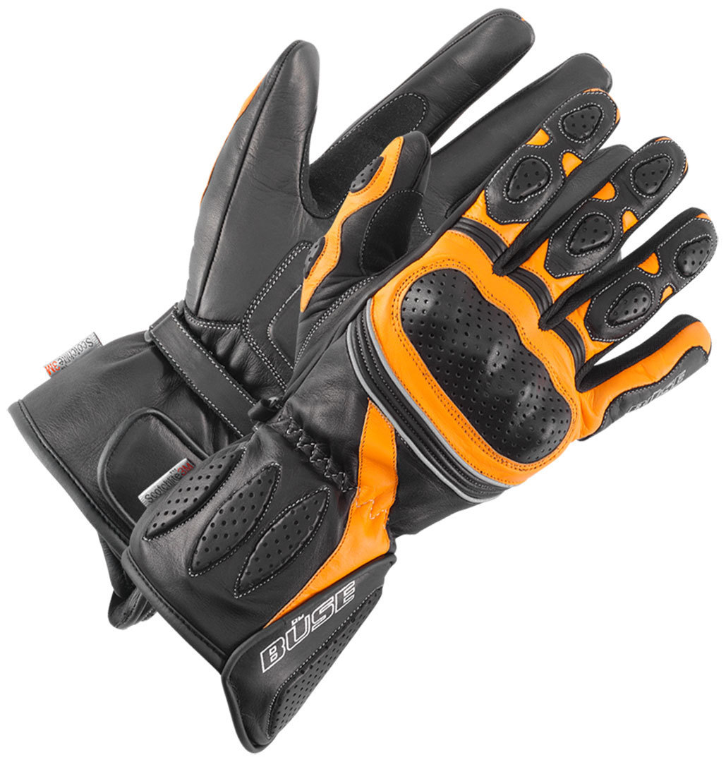 Büse Pit Lane Ladies Gloves, black-orange, Size S for Women, black-orange, Size S for Women