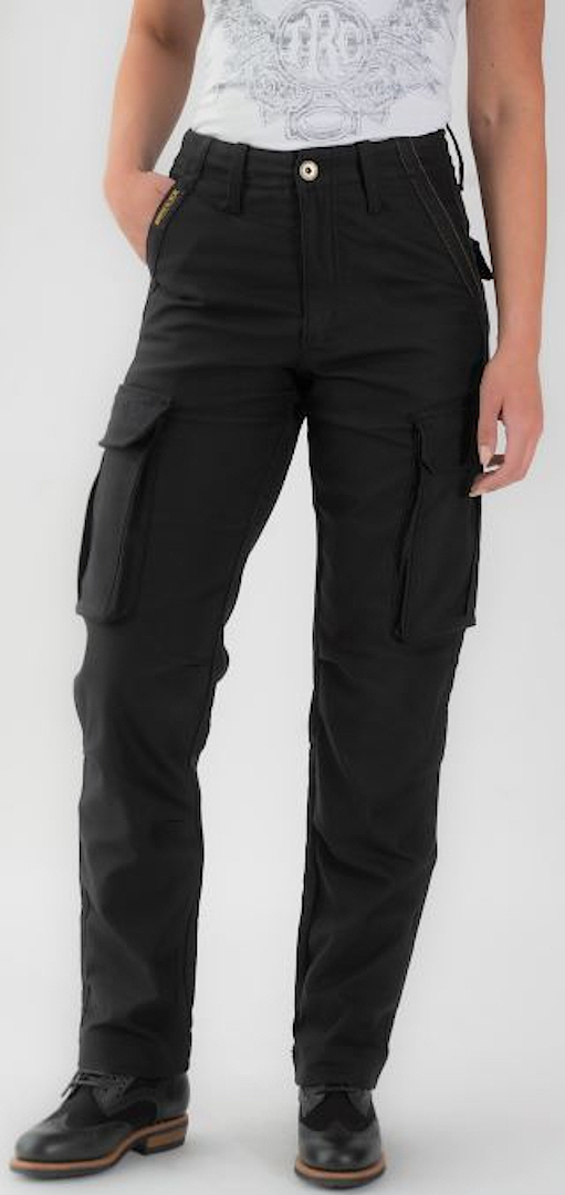 Side view of Rokker Black Jack Cargo Motorcycle Textile Pants, Size 46 for Men