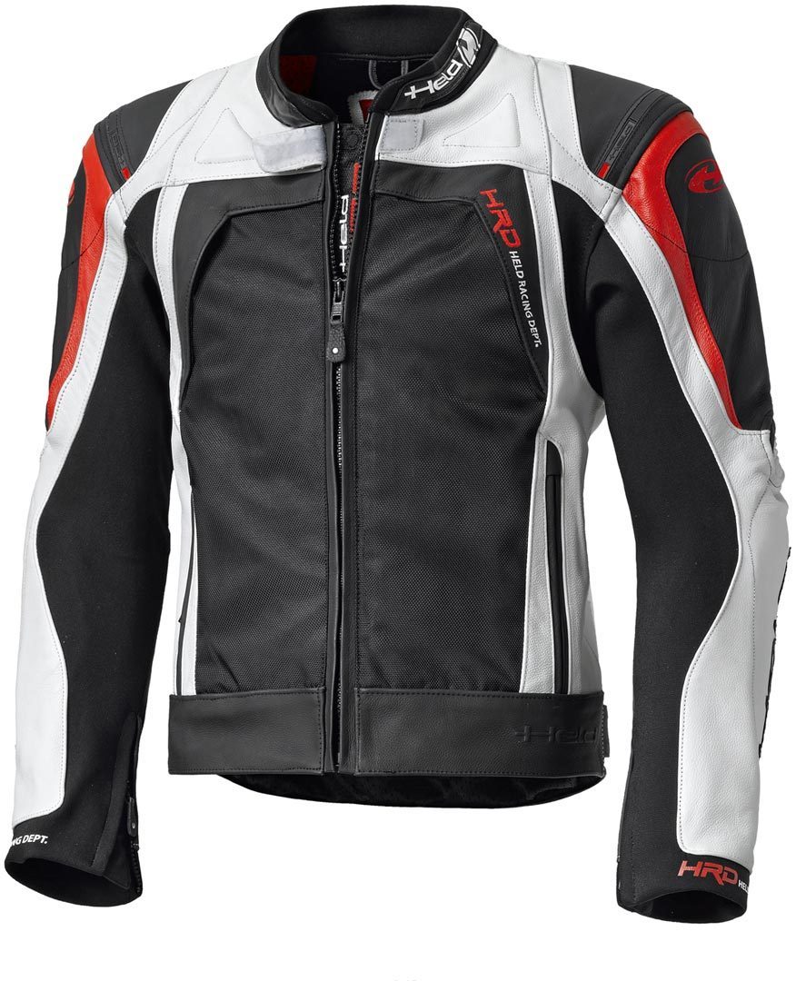 Held Hashiro Motorcycle Leather/Textile Jacket, black-white-red, Size 48, black-white-red, Size 48