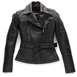 Blauer Trinity Black オートバイの革のジャケットの女性