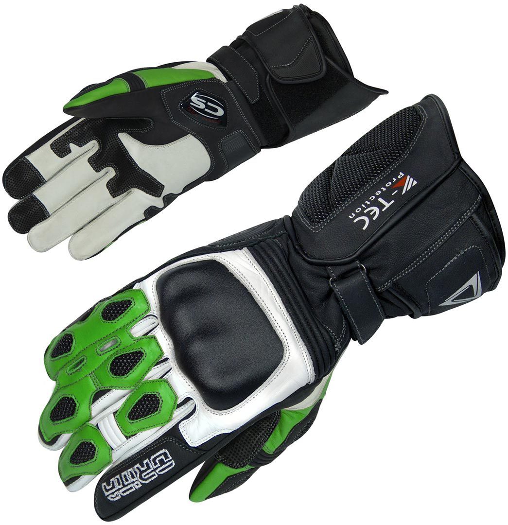 Orina Force Motorcycle Gloves, black-white-green, Size S, black-white-green, Size S