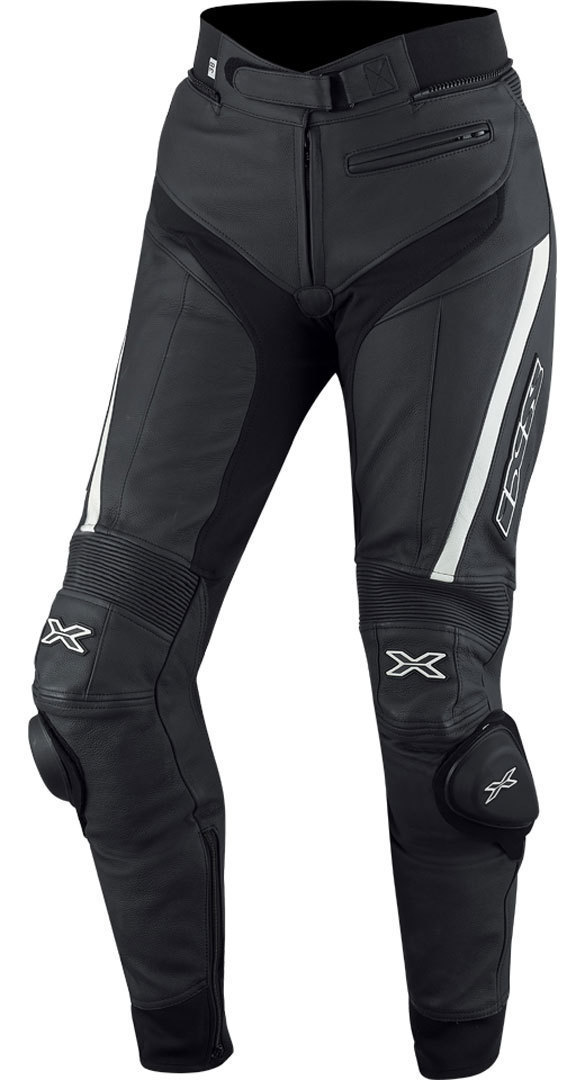 IXS Rouven Ladies Leather Pants, black-white, Size 38 for Women, black-white, Size 38 for Women
