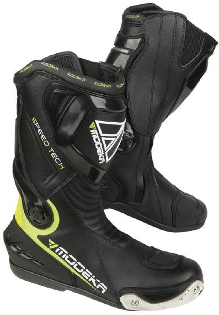 Modeka Speed Tech Motorcycle Boots, black-yellow, Size 40, black-yellow, Size 40