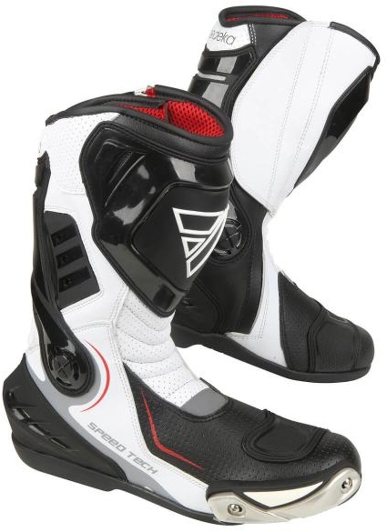 Modeka Speed Tech Motorcycle Boots, black-white, Size 40, black-white, Size 40