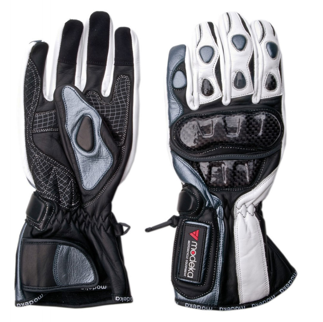 Modeka Sportie Motorcycle Gloves, black-white, Size M L, black-white, Size M L