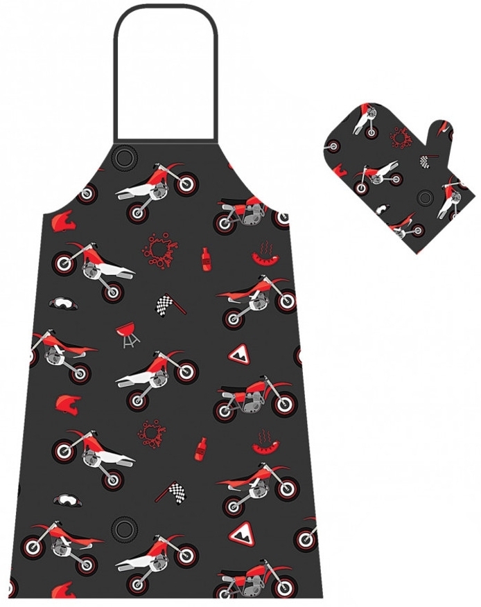 Booster Men's Multicolored Apron And Oven Glove Set, For