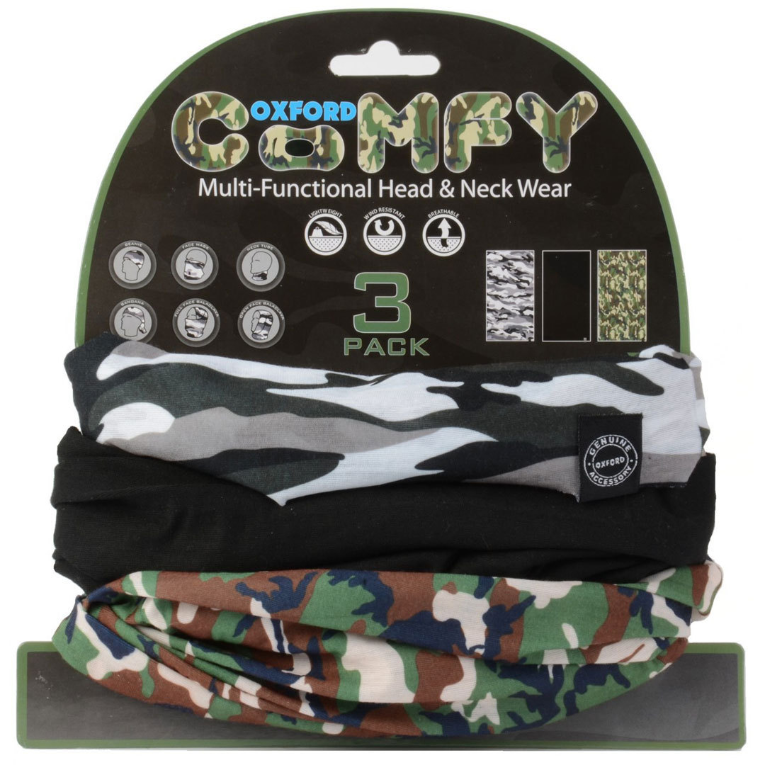 Oxford NW123 Comfy Camo Headwear, black-white, black-white, Size One Size