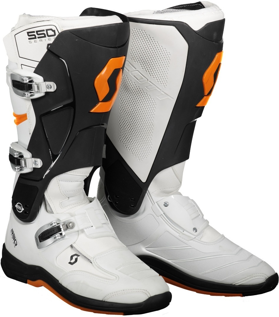 Scott 550 Motocross Boots, white-orange, Size 48, white-orange, Size 48