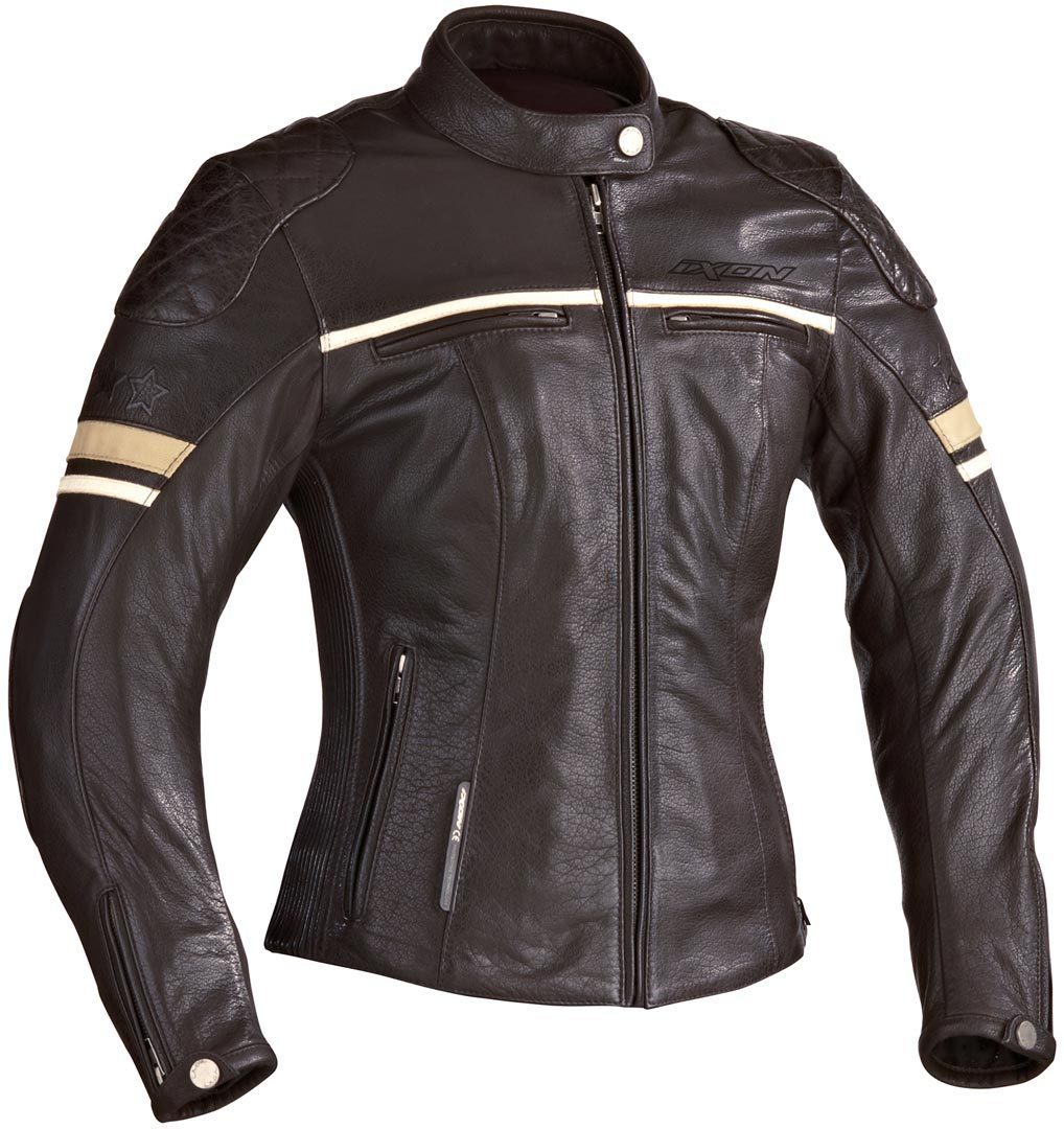 Ixon Motors Ladies Leather Jacket, brown, Size S for Women, brown, Size S for Women