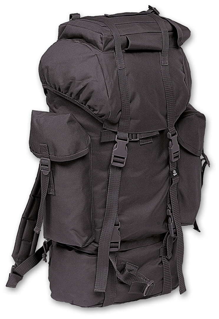 Brandit Nylon Backpack, black, black, Size One Size