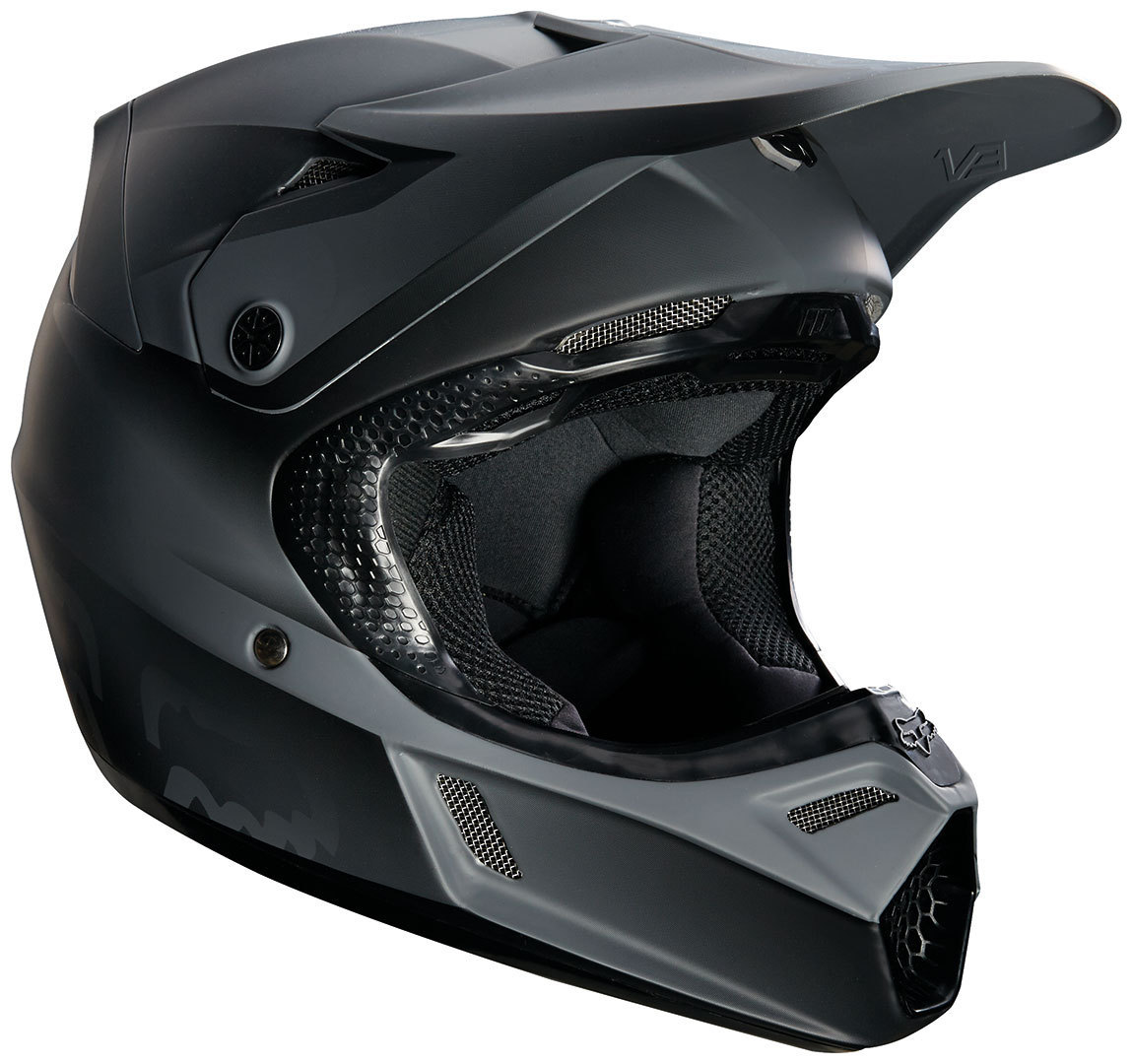 FOX V3 Matte Black KIds Motocross Helmet, Size S, black, Size S