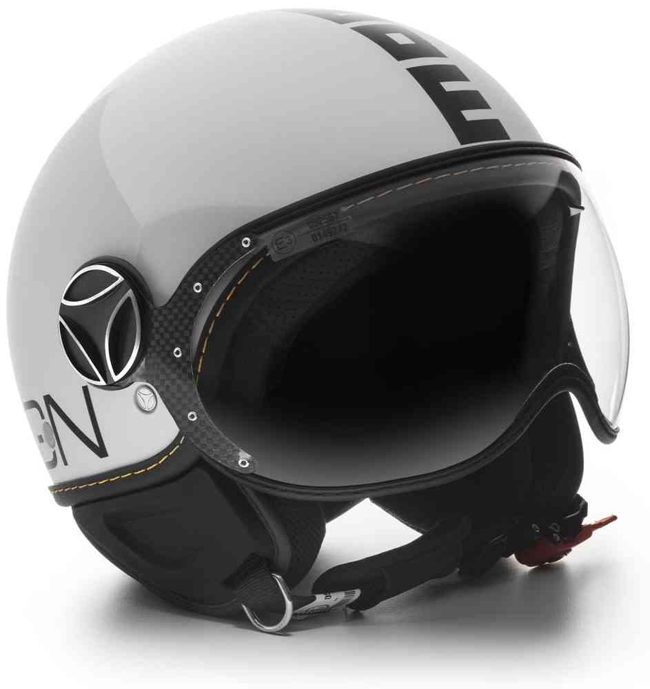 MOMO FGTR EVO Jet Helmet Biały Quarz Błyszczący / Czarny