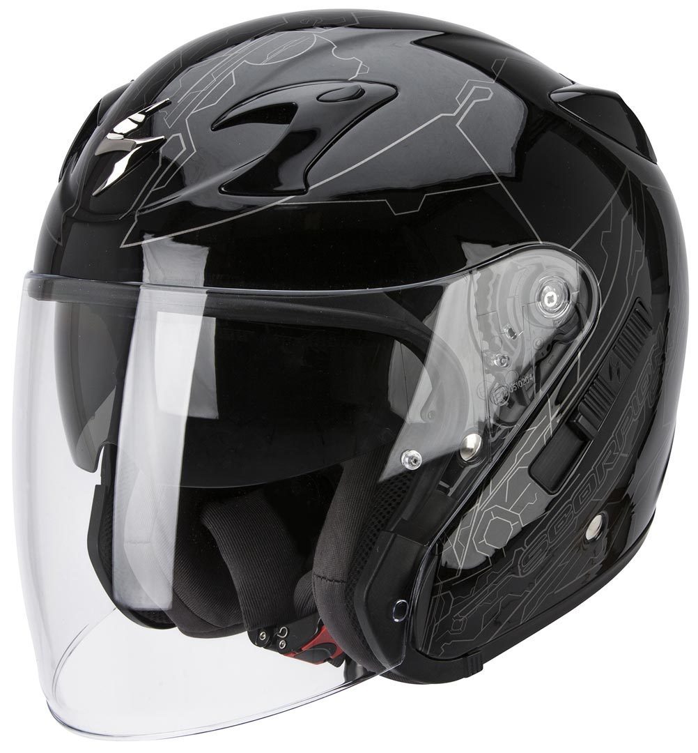 Scorpion Exo 220 Ion Jet Helmet, black-silver, Size XS, XS Black Silver unisex