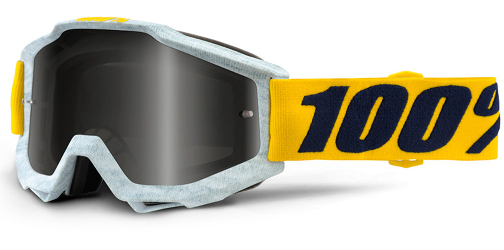 Image of 100% Accuri Extra Occhiali Motocross, bianco-giallo