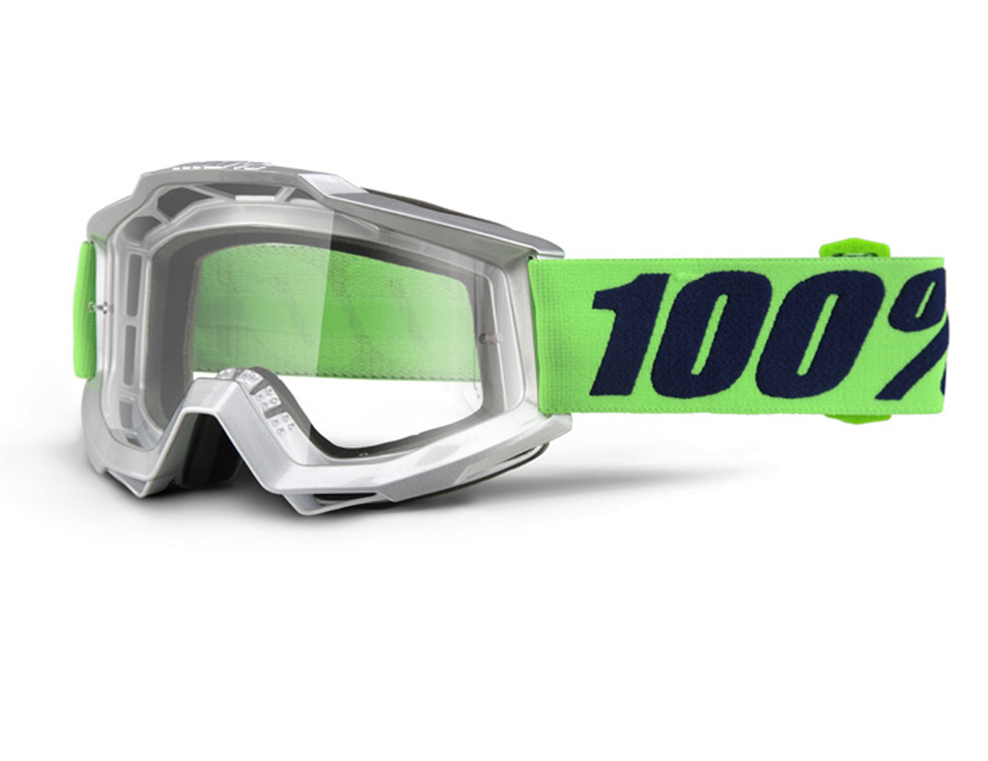 Image of 100% Accuri Occhiali Motocross, bianco-verde