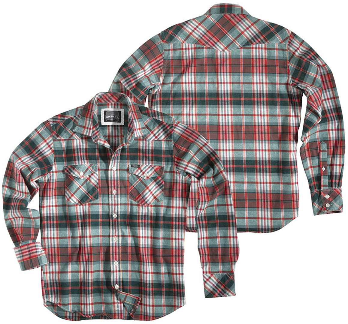 Rokker Oregon Shirt, white-green, Size L, white-green, Size L