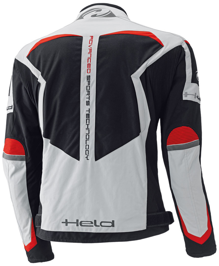Side view of Held Zelda Motorcycle Textile Jacket, grey-red, Size M for Men