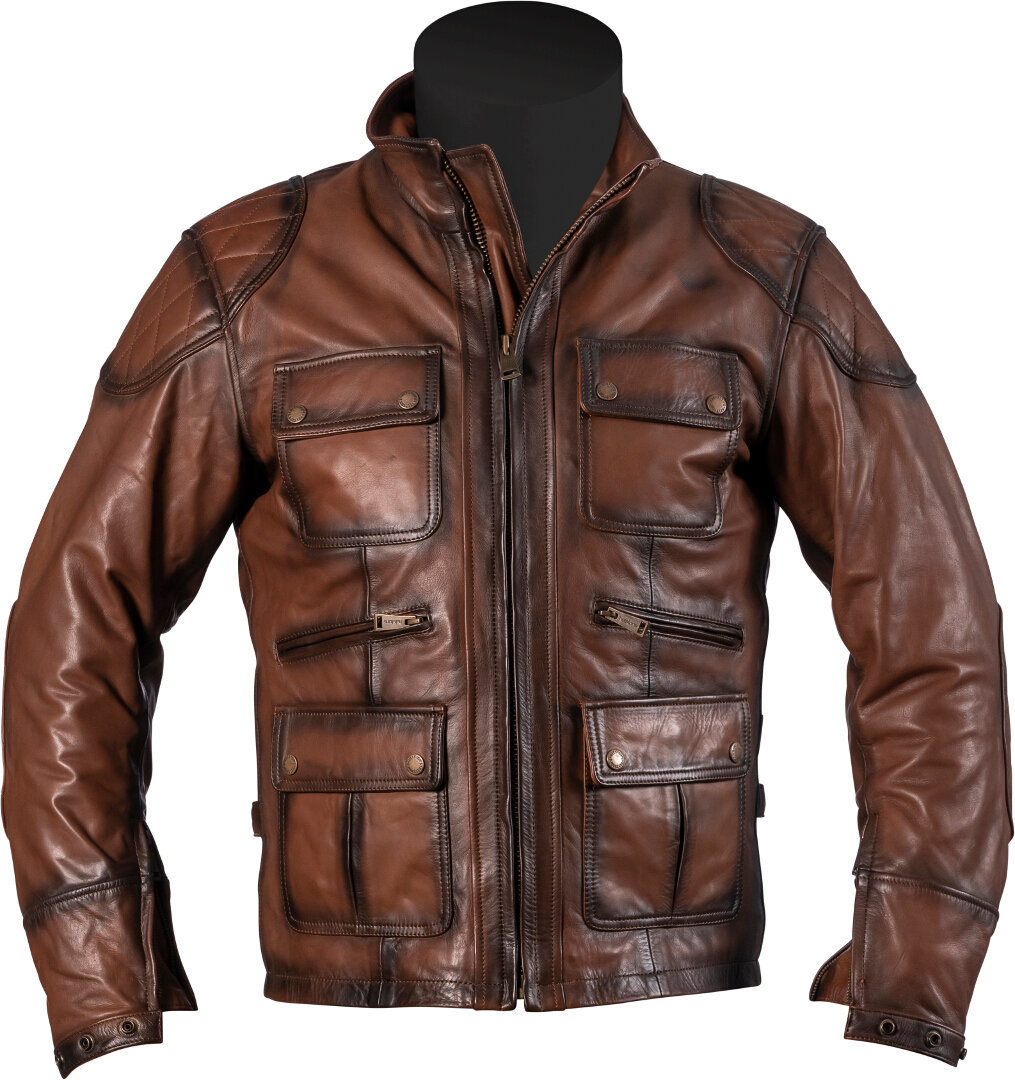 Helstons Hunt Rag Motorcycle Leather Jacket, brown, Size S, brown, Size S