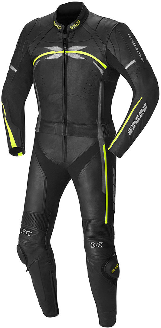 IXS Camaro Two Piece Leather Suit, black-yellow, Size 48, black-yellow, Size 48