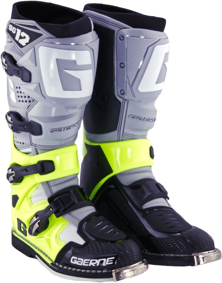 Gaerne SG-12 Motocross Boots, black-grey-yellow, Size 42, black-grey-yellow, Size 42