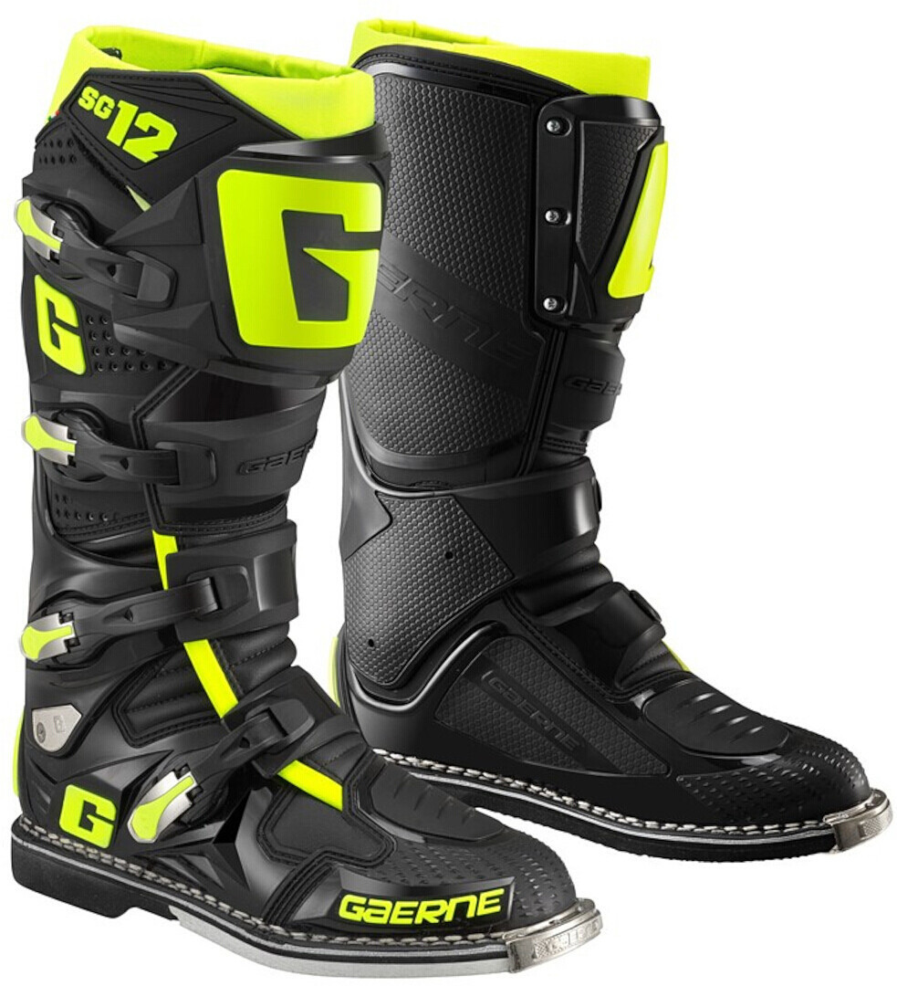 Gaerne SG-12 Motocross Boots, black-yellow, Size 43, black-yellow, Size 43