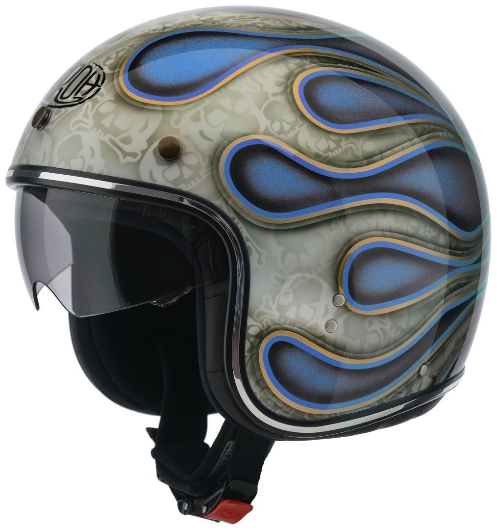 Airoh Riot Flame Glitter Jet Helmet, blue, Size XS, blue, Size XS