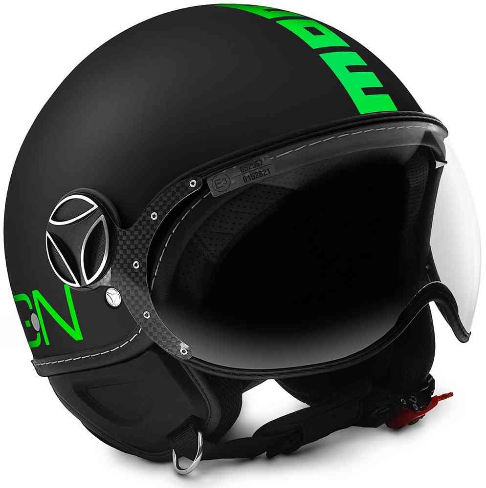 MOMO FGTR Fluo 噴氣頭盔黑色啞光/綠色