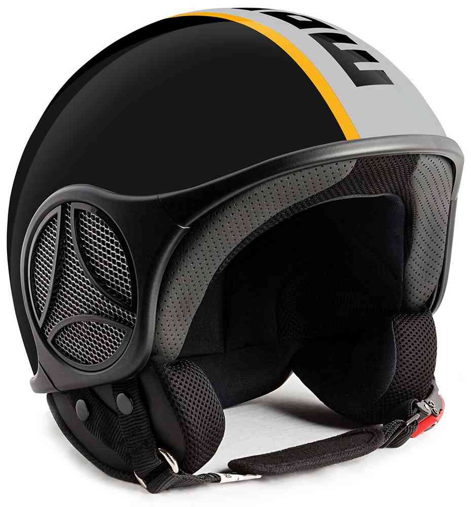 MOMO Minimomo 黑色/黃色噴氣頭盔