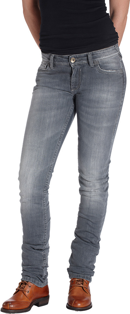 Image of Rokker The Donna Grey Jeans Moto Donna, grigio, dimensione 28 per donne