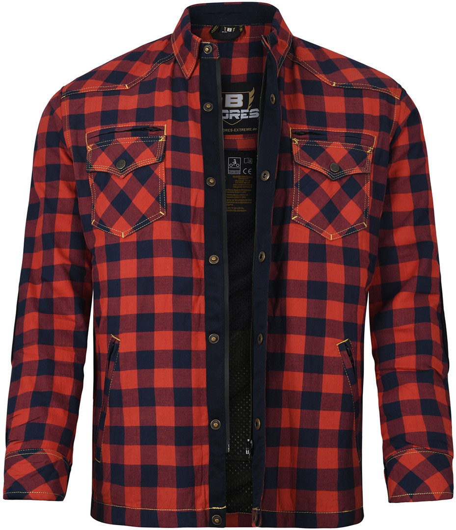 Bores Lumberjack Premium Chemise de moto, rouge-bleu, taille 6XL pour Hommes