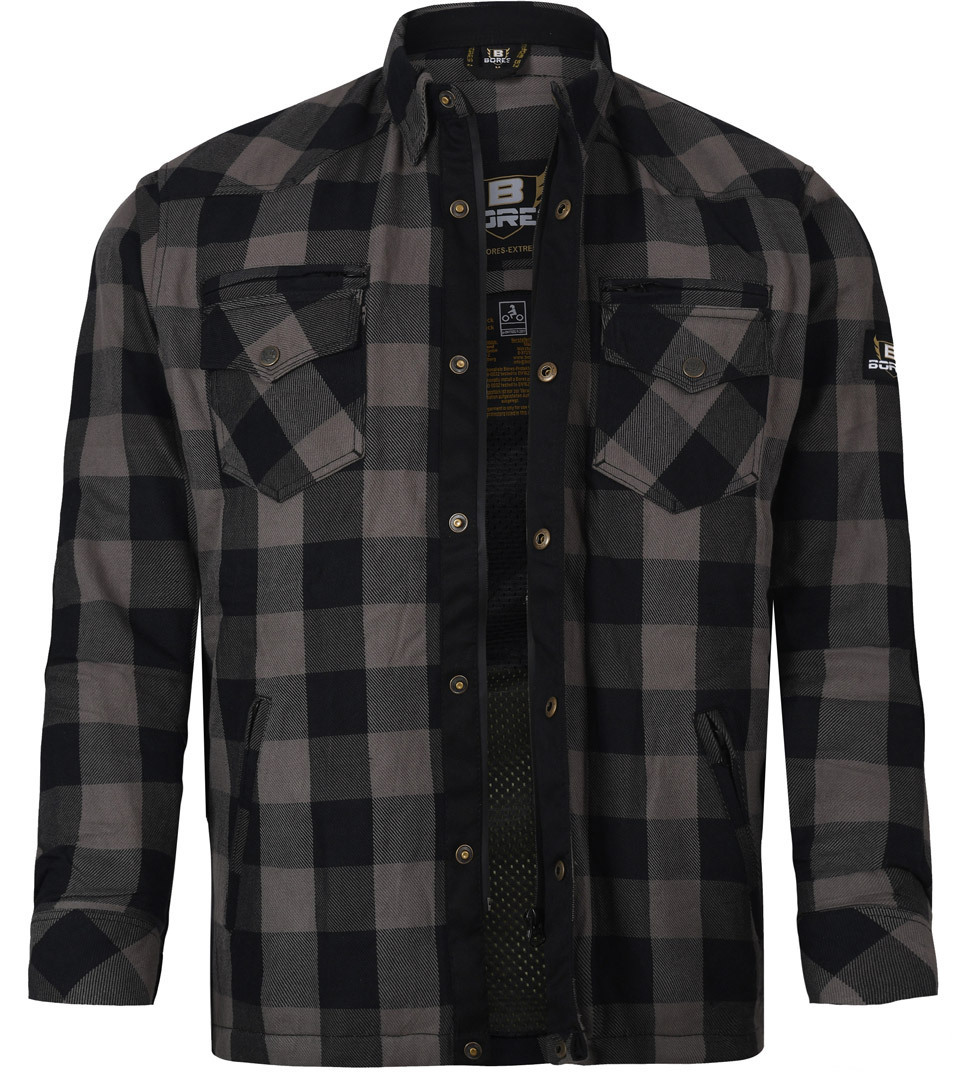 Bores Lumberjack Premium Chemise de moto, noir-gris, taille 6XL pour Hommes