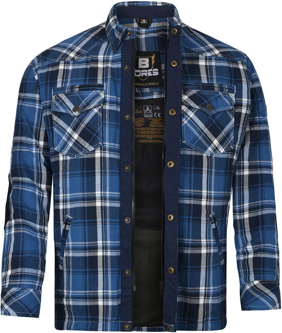 Bores Lumberjack Premium Chemise de moto, blanc-bleu, taille 2XL pour Hommes